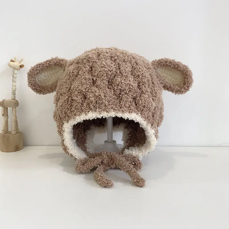 Autumn and Winter Cute Piggy Warm Plush Hats for Boys and Girls, Outdoor Windproof Hats, Baby Ear Protection Hats, Baby Hats