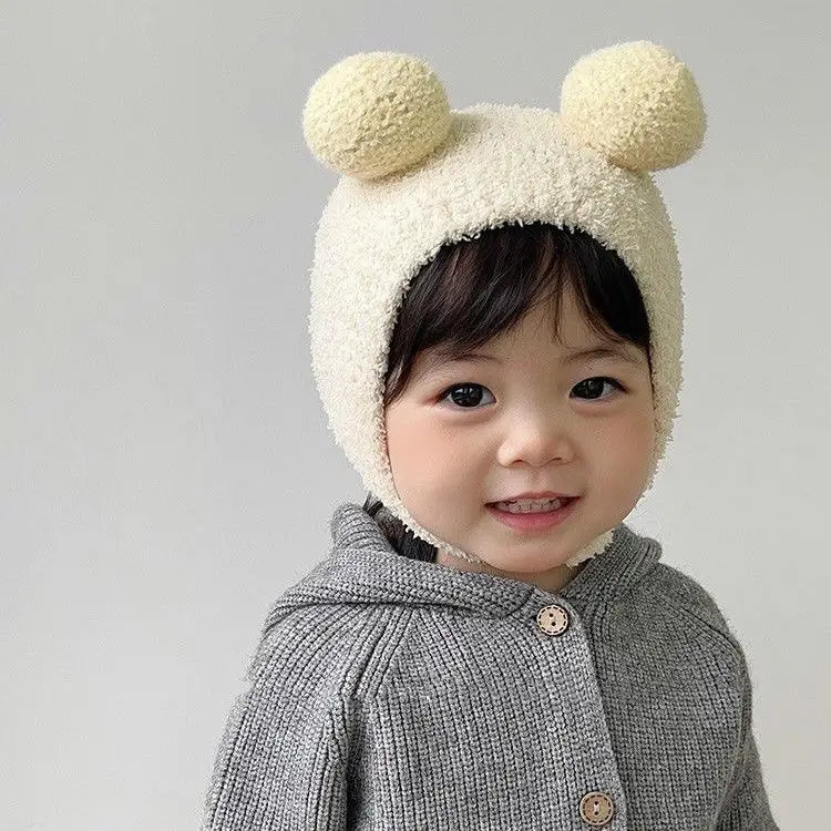 Autumn and Winter Cute Piggy Warm Plush Hats for Boys and Girls, Outdoor Windproof Hats, Baby Ear Protection Hats, Baby Hats