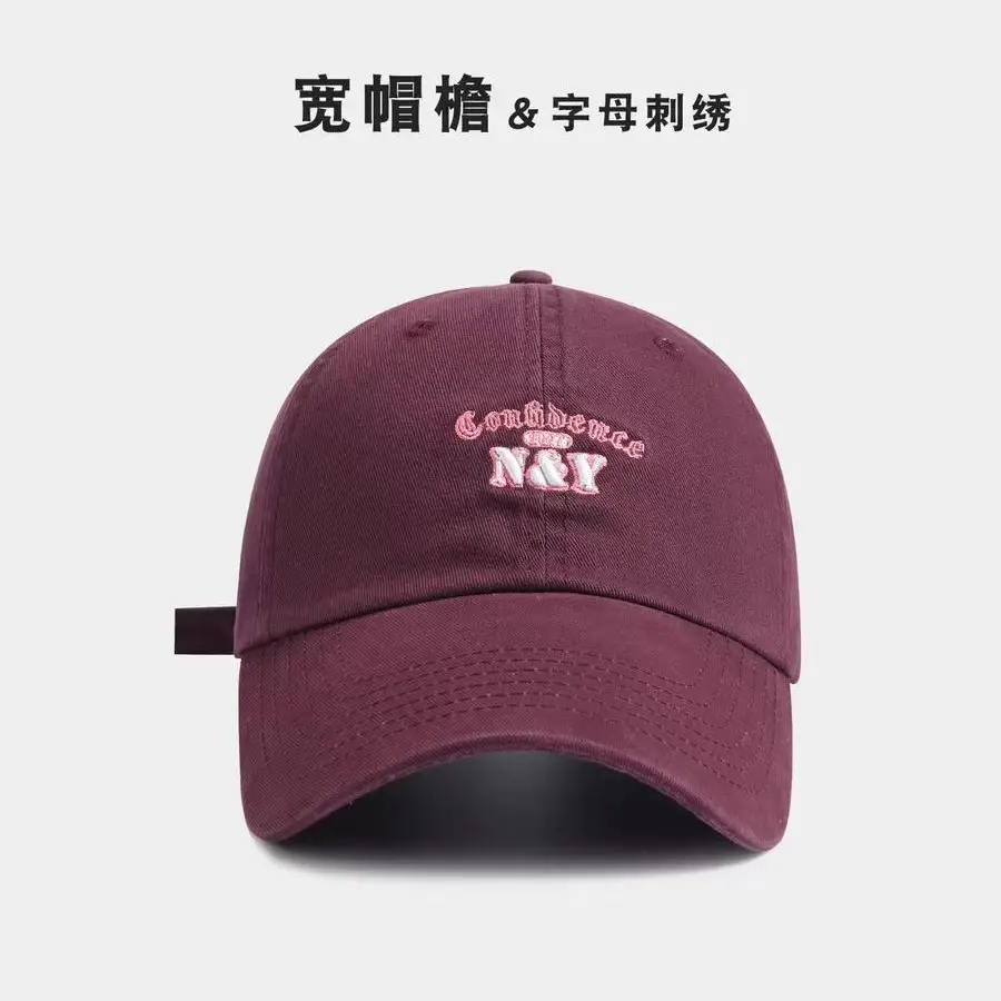 Women Retro Letter Embroidered Baseball Cap Red - Image 11