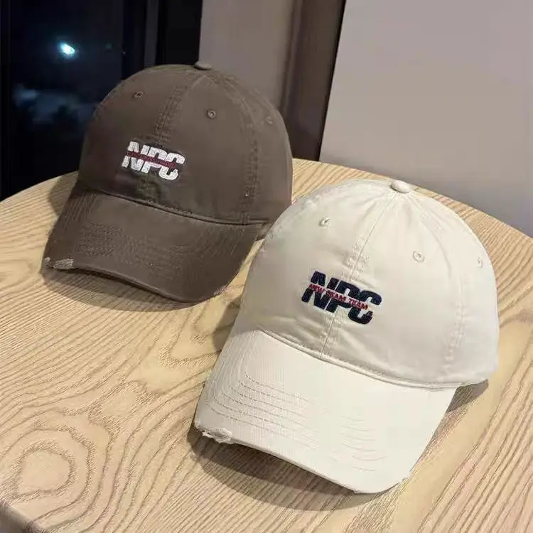 Women Letter Distressed Baseball Cap Blue Duckbill - Image 11
