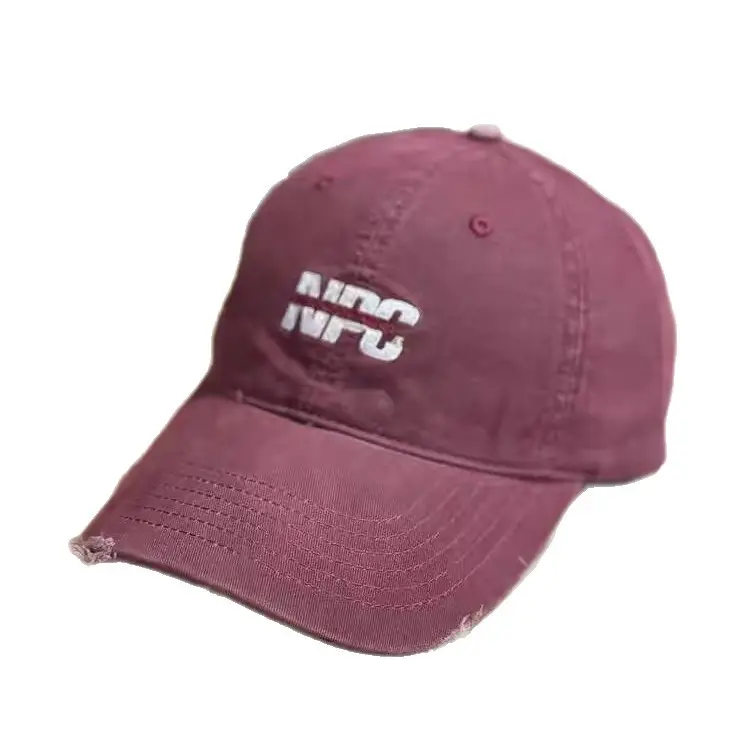 Women Letter Distressed Baseball Cap Blue Duckbill - Image 14