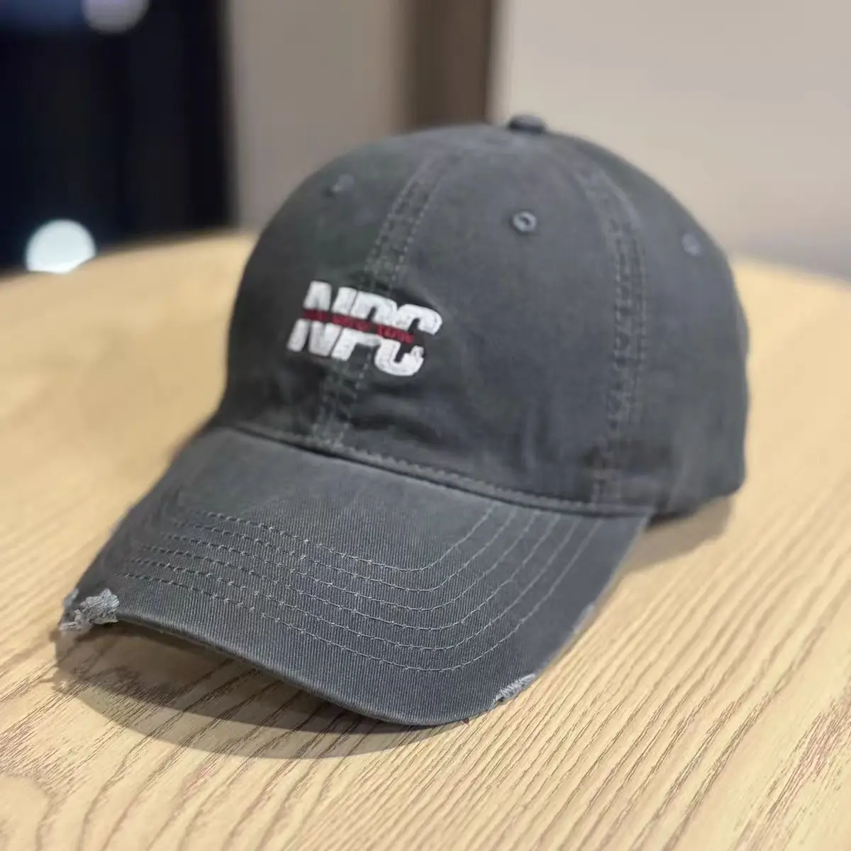 Women Letter Distressed Baseball Cap Blue Duckbill — feature 12