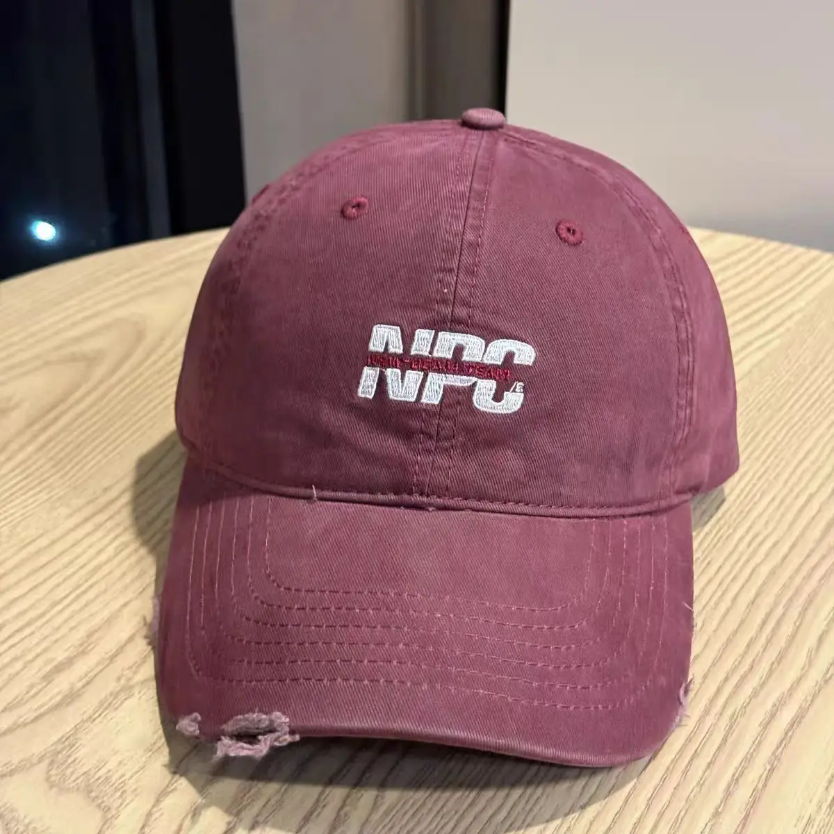 Women Letter Distressed Baseball Cap Blue Duckbill — feature 16