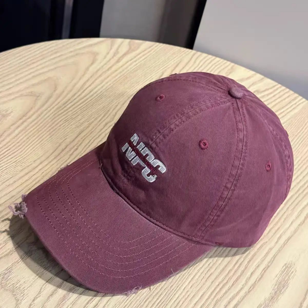Women Letter Distressed Baseball Cap Blue Duckbill — feature 17