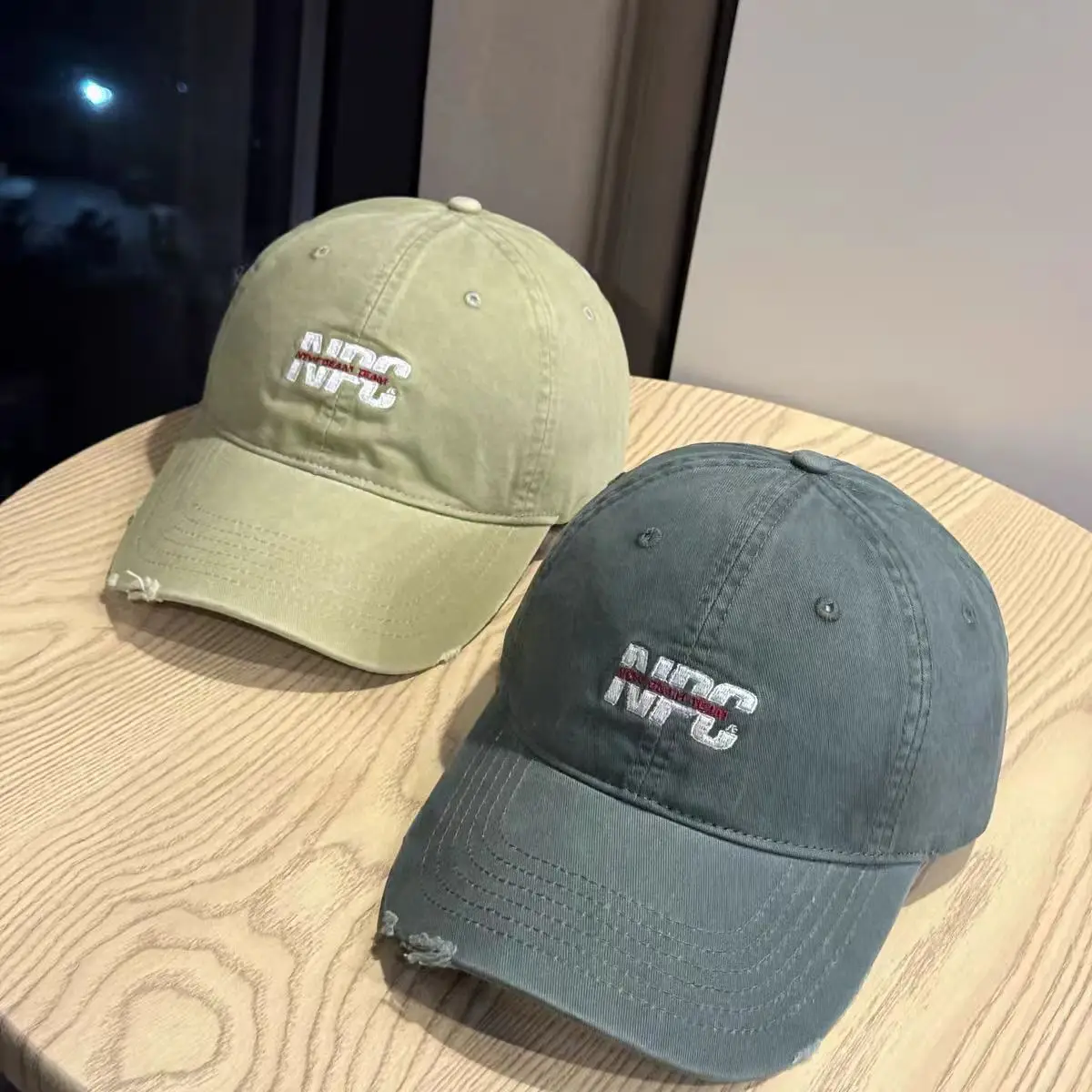 Women Letter Distressed Baseball Cap Blue Duckbill — feature 3