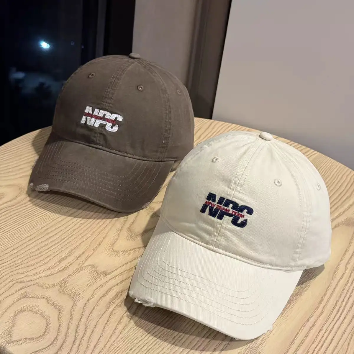 Women Letter Distressed Baseball Cap Blue Duckbill — feature 5