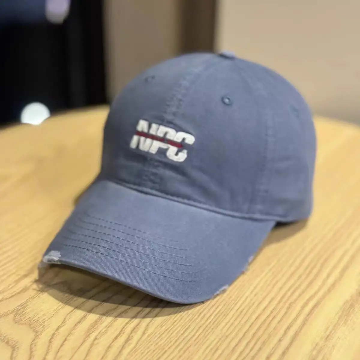 Women Letter Distressed Baseball Cap Blue Duckbill — feature 9