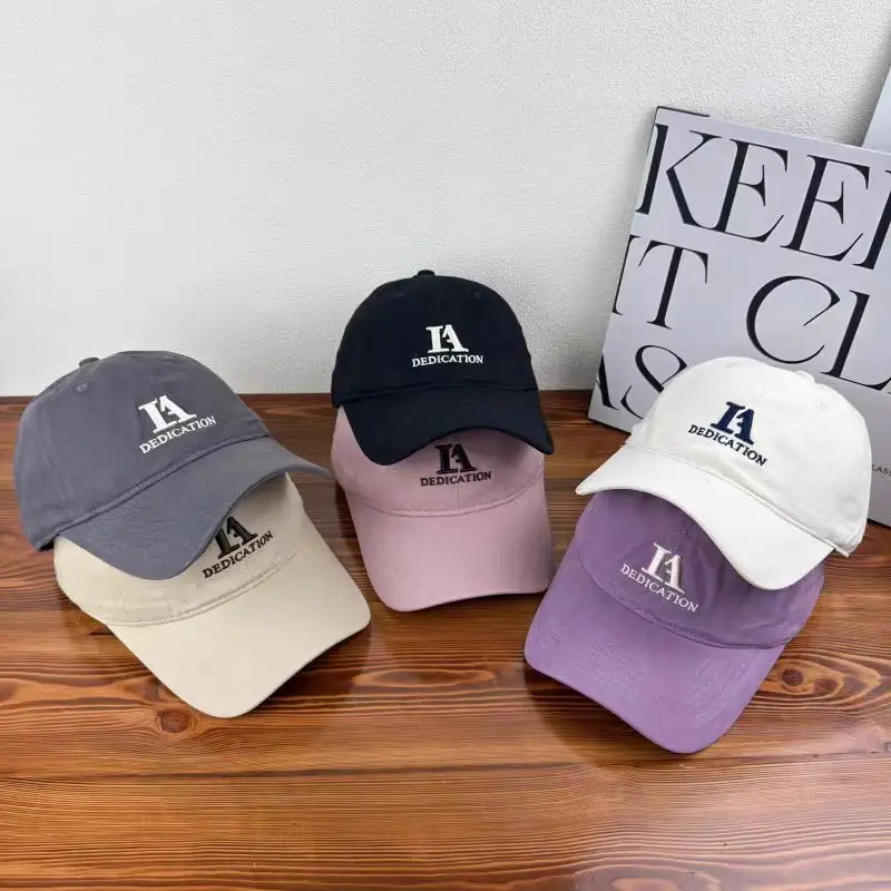 Japanese Style Letter Embroidered Baseball Cap for Men Women Beige - Image 7