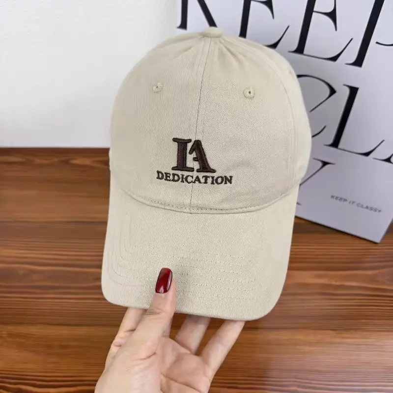 Japanese Style Letter Embroidered Baseball Cap for Men Women Beige — feature 11