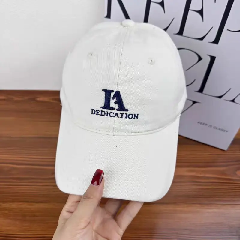 Japanese Style Letter Embroidered Baseball Cap for Men Women Beige - Image 2