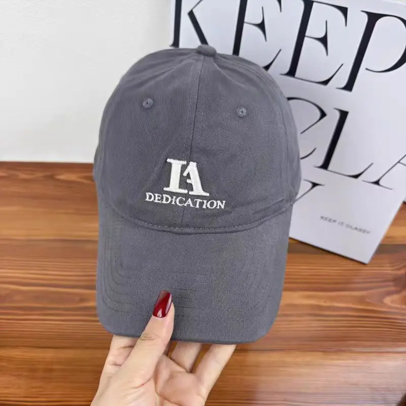 Japanese Style Letter Embroidered Baseball Cap for Men Women Beige - Image 6