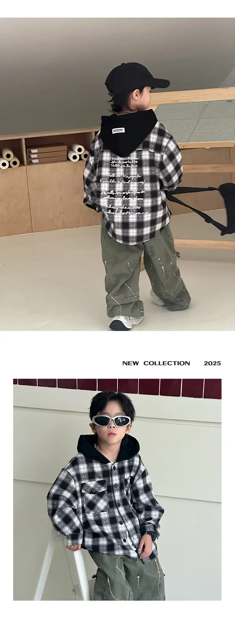 Children's Plaid Hooded T-Shirt Set for Boys 2026 — feature 11
