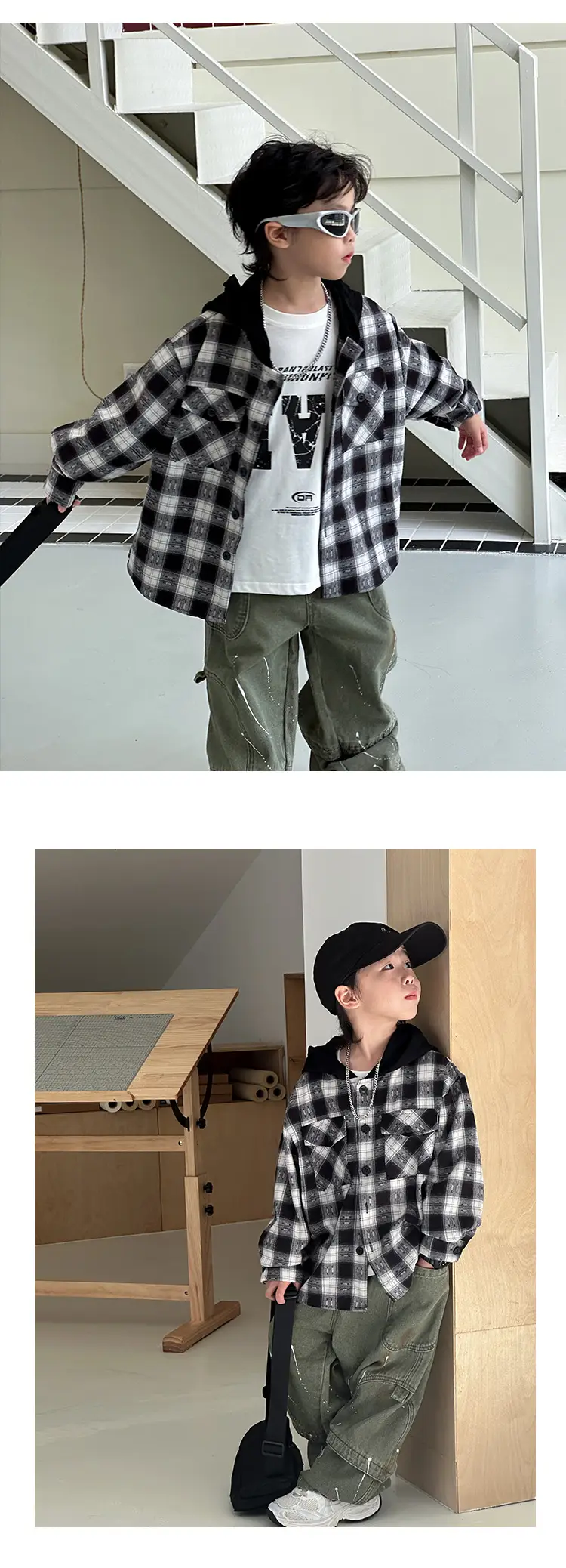 Children's Plaid Hooded T-Shirt Set for Boys 2026 — feature 15
