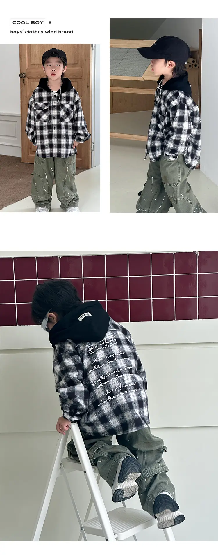 Children's Plaid Hooded T-Shirt Set for Boys 2026 — feature 16