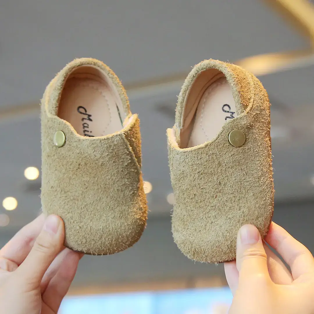 Baby Birkenstock Shoes Spring and Autum Leather Shoes Girls Baby Soft Sole Toddler Shoes Boys Beanie Shoes 1 to 3 Years Old Children's Shoes