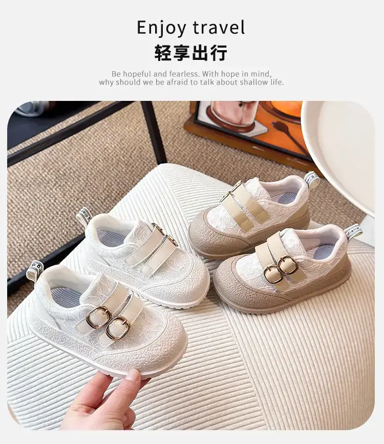 Girls Lace Mesh Toddler Shoes White Anti-Slip — feature 1
