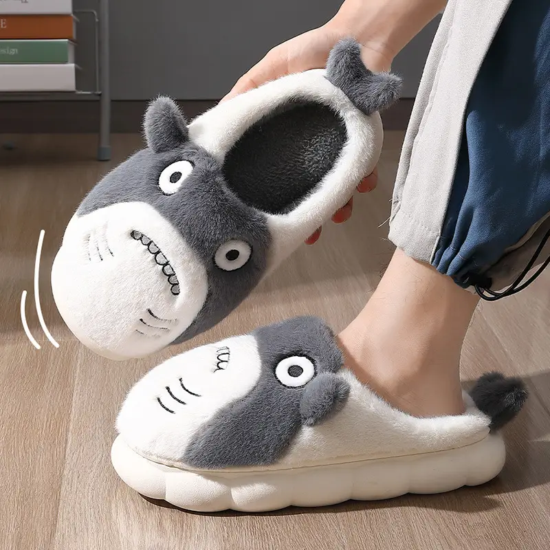 Cartoon Cute Little Fish, Cute and High-End Cotton Slippers, Plush, Warm and Thickened, High-Looking, Warm Cotton Slippers