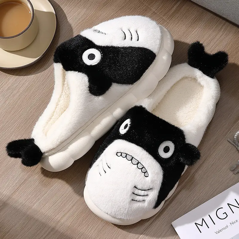Cartoon Cute Little Fish, Cute and High-End Cotton Slippers, Plush, Warm and Thickened, High-Looking, Warm Cotton Slippers