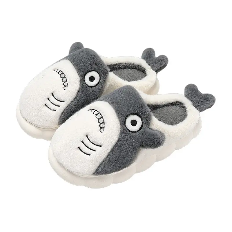 Cartoon Cute Little Fish, Cute and High-End Cotton Slippers, Plush, Warm and Thickened, High-Looking, Warm Cotton Slippers