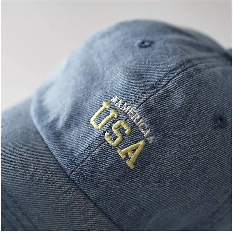 Minimalist USA Letter Denim Cap Gray Unisex - Image 8