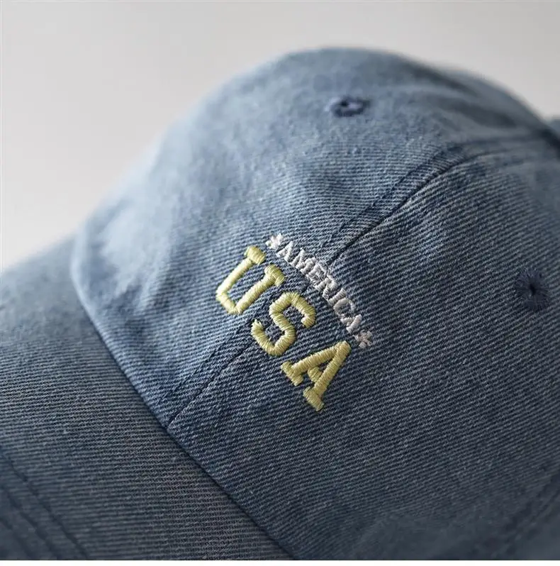 Minimalist USA Letter Denim Cap Gray Unisex — feature 8