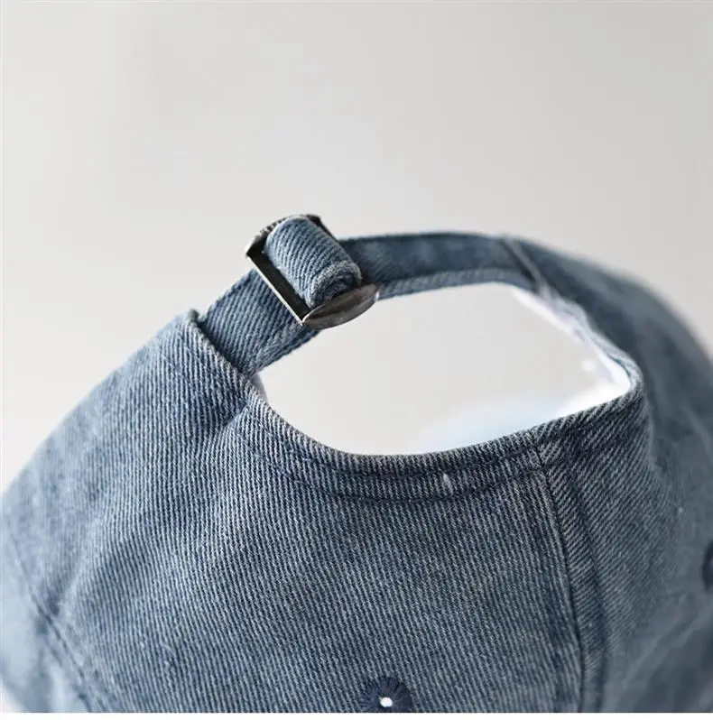 Minimalist USA Letter Denim Cap Gray Unisex — feature 9