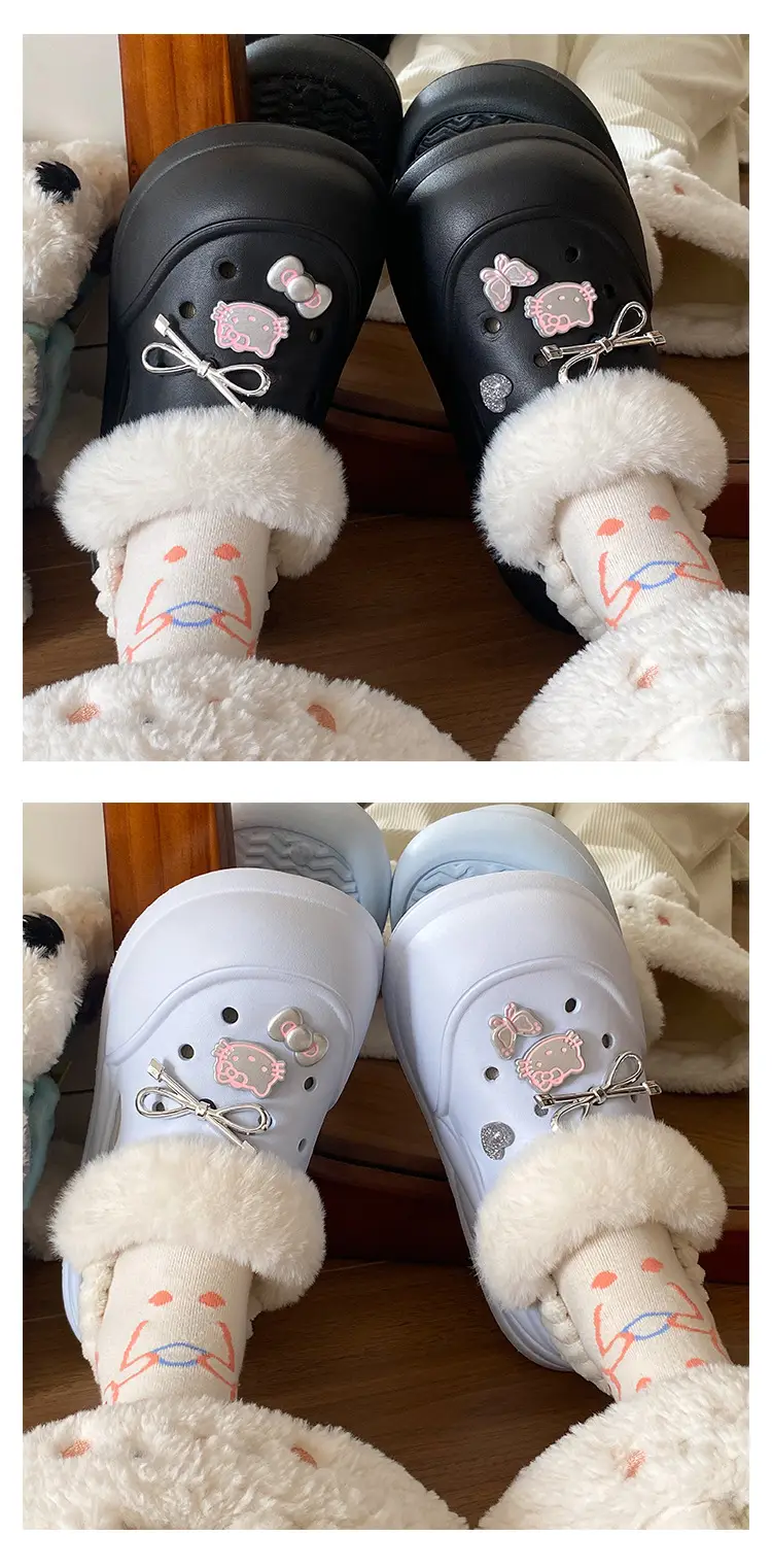 Winter Cat-themed Fluffy Slippers White Blue — feature 10