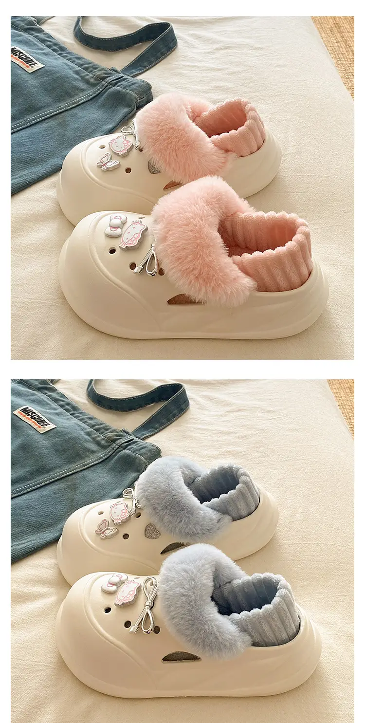Winter Cat-themed Fluffy Slippers White Blue — feature 16