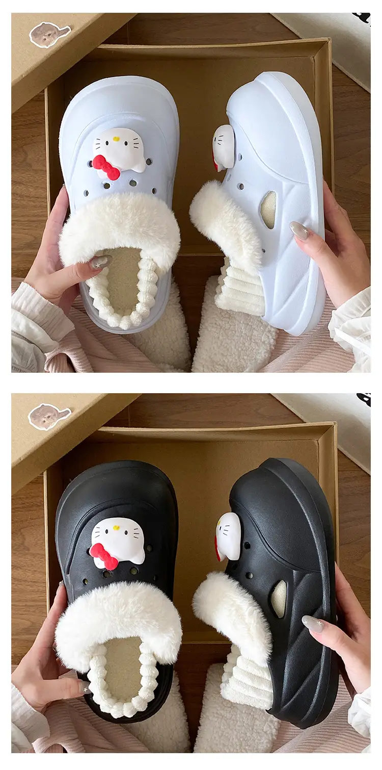 Women's Fleece Lined Winter Slippers with Hello Kitty Design — feature 14
