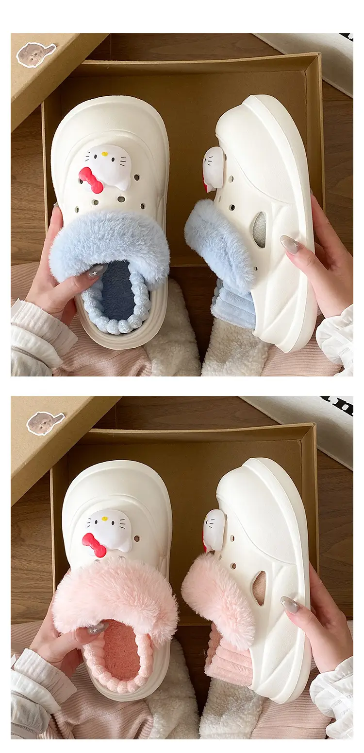 Women's Fleece Lined Winter Slippers with Hello Kitty Design — feature 17