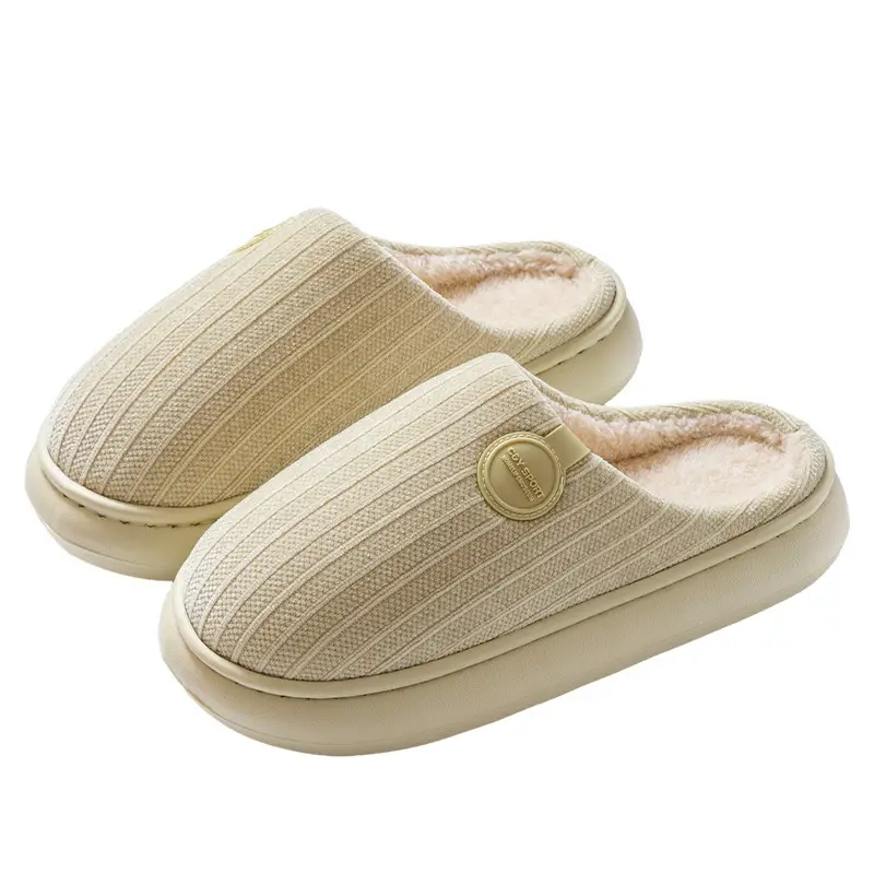 Thick-Soled Cotton Slippers for Women Autumn and Winter 2025 New Indoor Home Household Warm Plush Cotton Slippers for Men