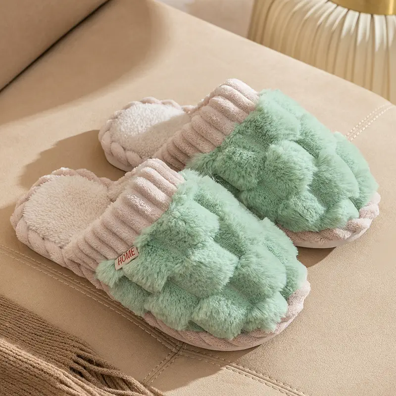 Thick-Soled Cotton Slippers for Women Autumn and Winter 2025 New Indoor Home Household Warm Plush Cotton Slippers for Men