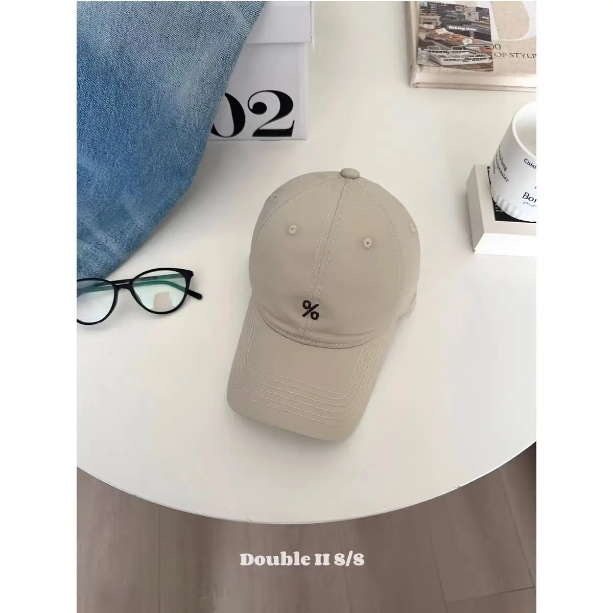 Women Embroidered Peaked Cap Brown Spring Summer - Image 3