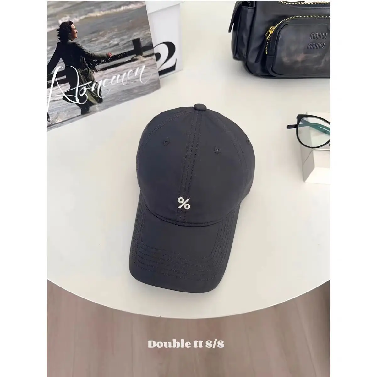 Women Embroidered Peaked Cap Brown Spring Summer - Image 5