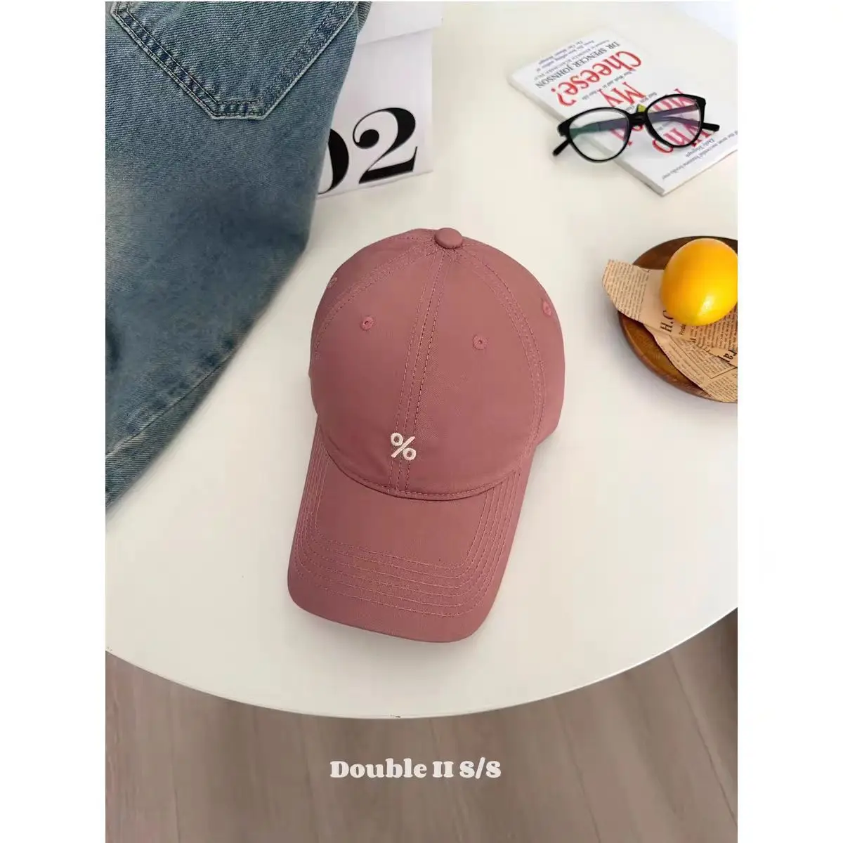 Women Embroidered Peaked Cap Brown Spring Summer - Image 6