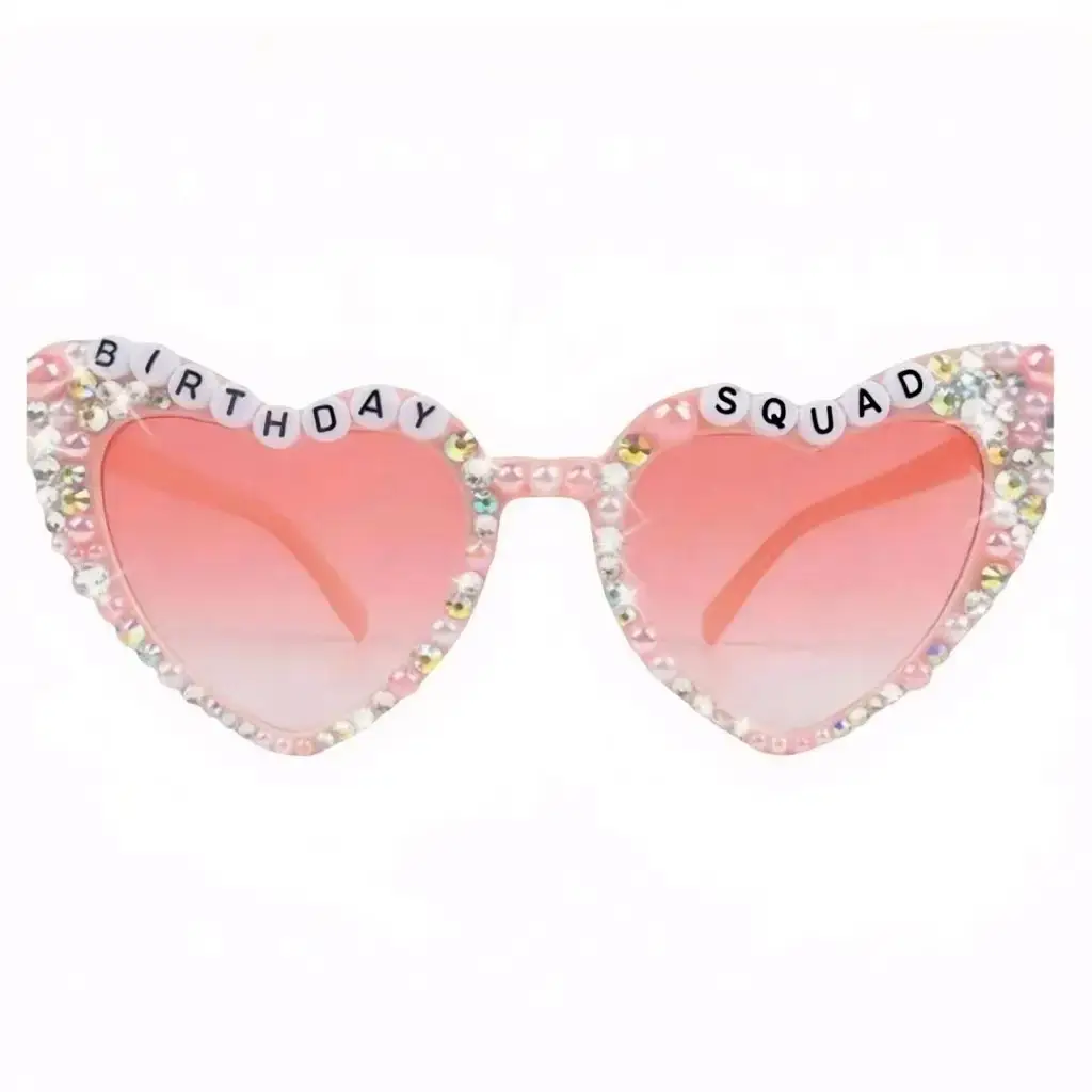 Women's Heart-Shaped Birthday Sunglasses with Pearl Beads - Image 3