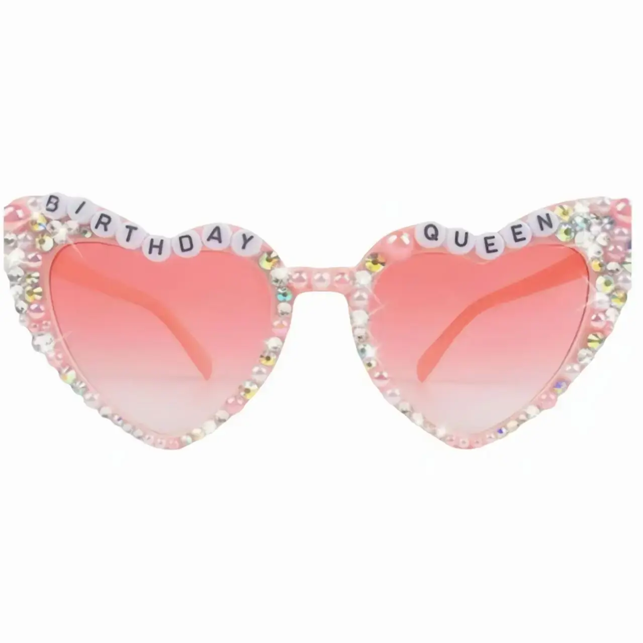 Women's Heart-Shaped Birthday Sunglasses with Pearl Beads - Image 10