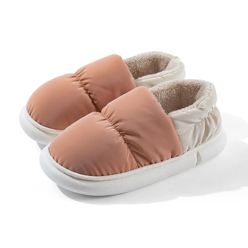 Men's Winter Slippers with Poop Feeling, Non-Slip Thick-Soled Couple's Home Indoor Warm down Cotton Shoes for Women in Winter - Image 4