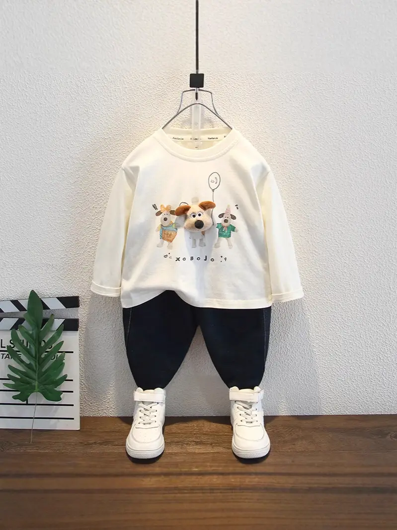 9529 Boys T-Shirt White Long Sleeve Spring 2026 - Image 3