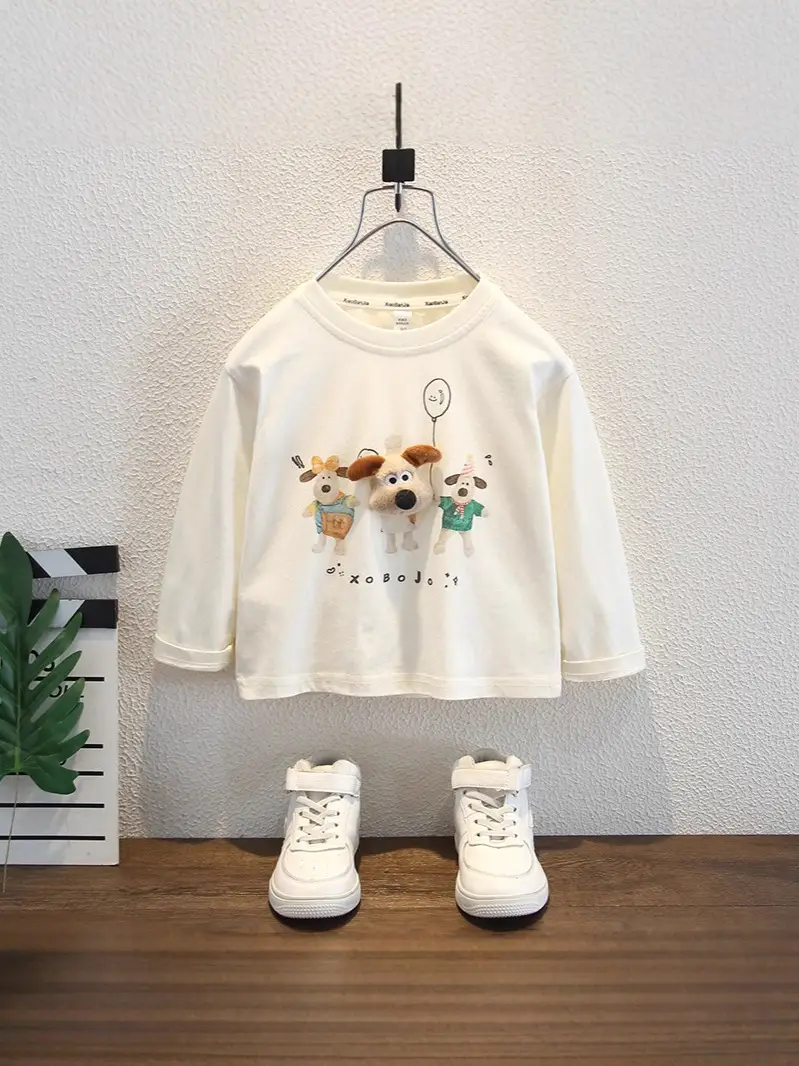 9529 Boys T-Shirt White Long Sleeve Spring 2026 - Image 5
