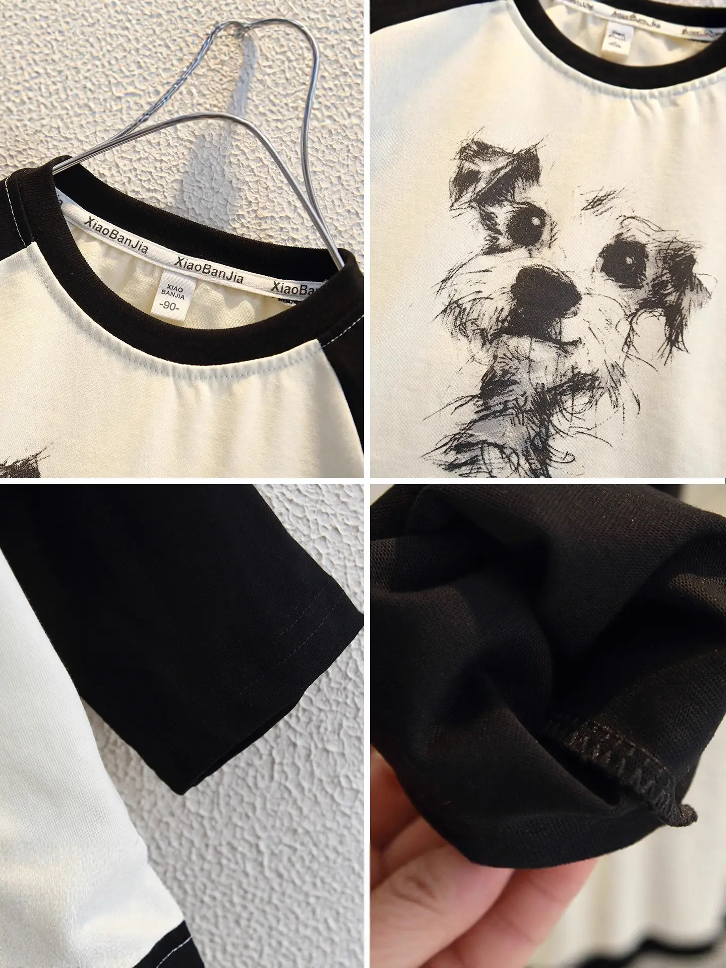 Boys Long Sleeve Cartoon T-Shirt White Black Medium Small - Image 4