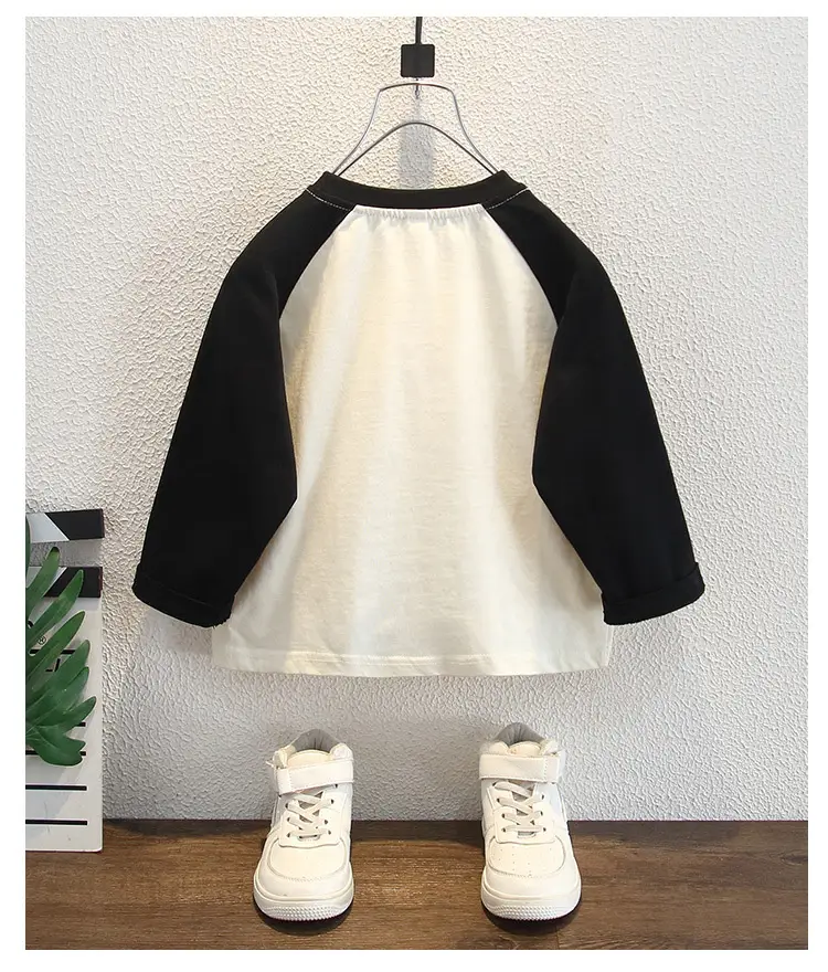 Boys Long Sleeve Cartoon T-Shirt White Black Medium Small — feature 10
