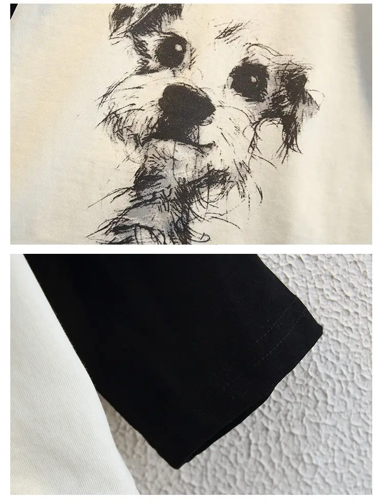 Boys Long Sleeve Cartoon T-Shirt White Black Medium Small — feature 13