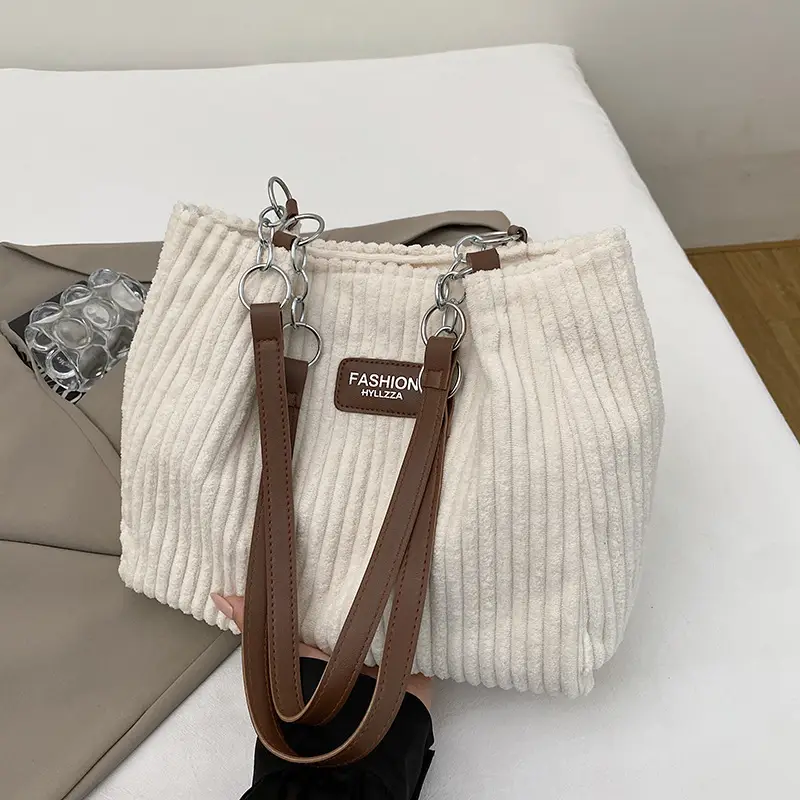 Large Capacity Corduroy Chain Shoulder Bag Women - Image 2