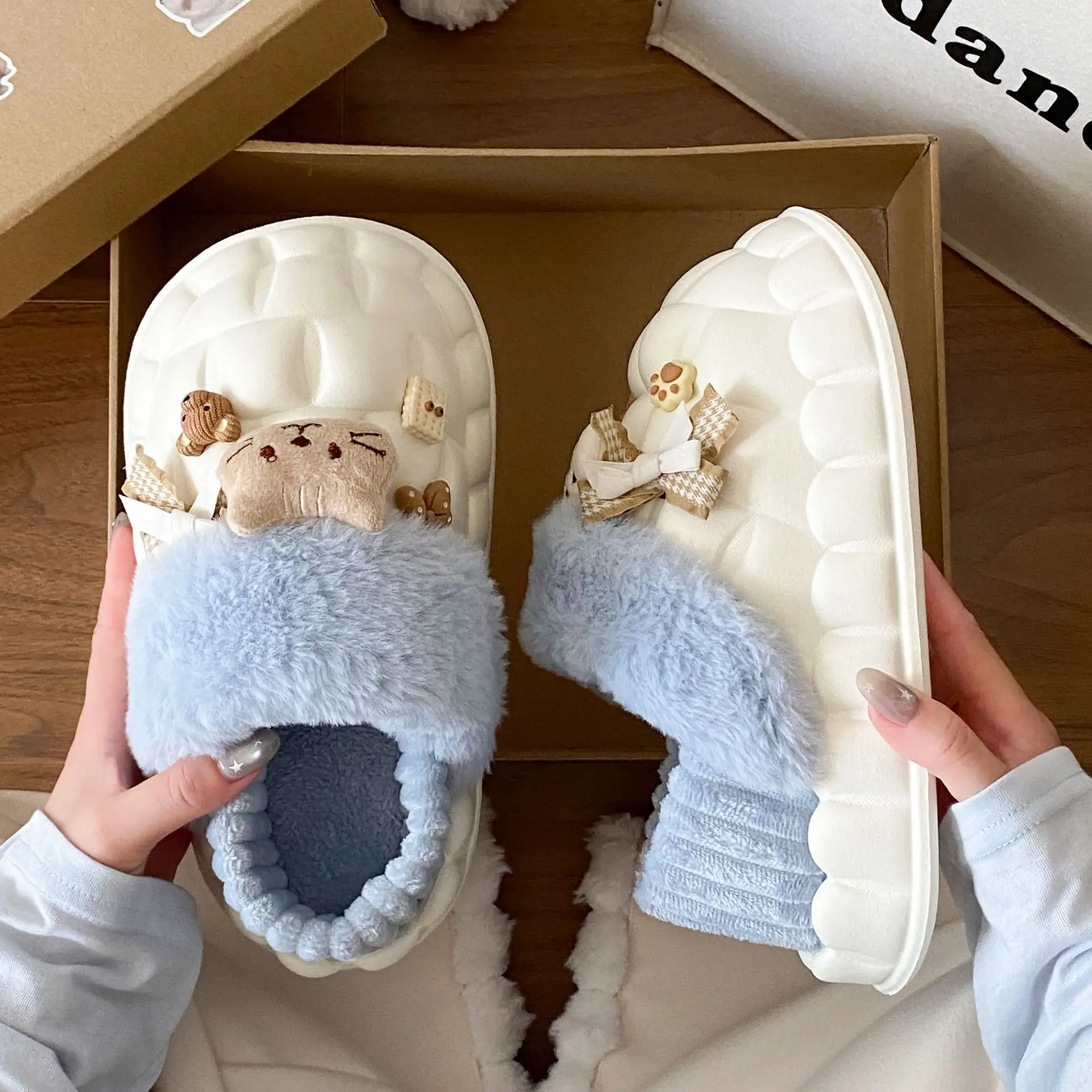 Women Winter Fleece Slippers Pink Warm Non-Stinky - Image 7