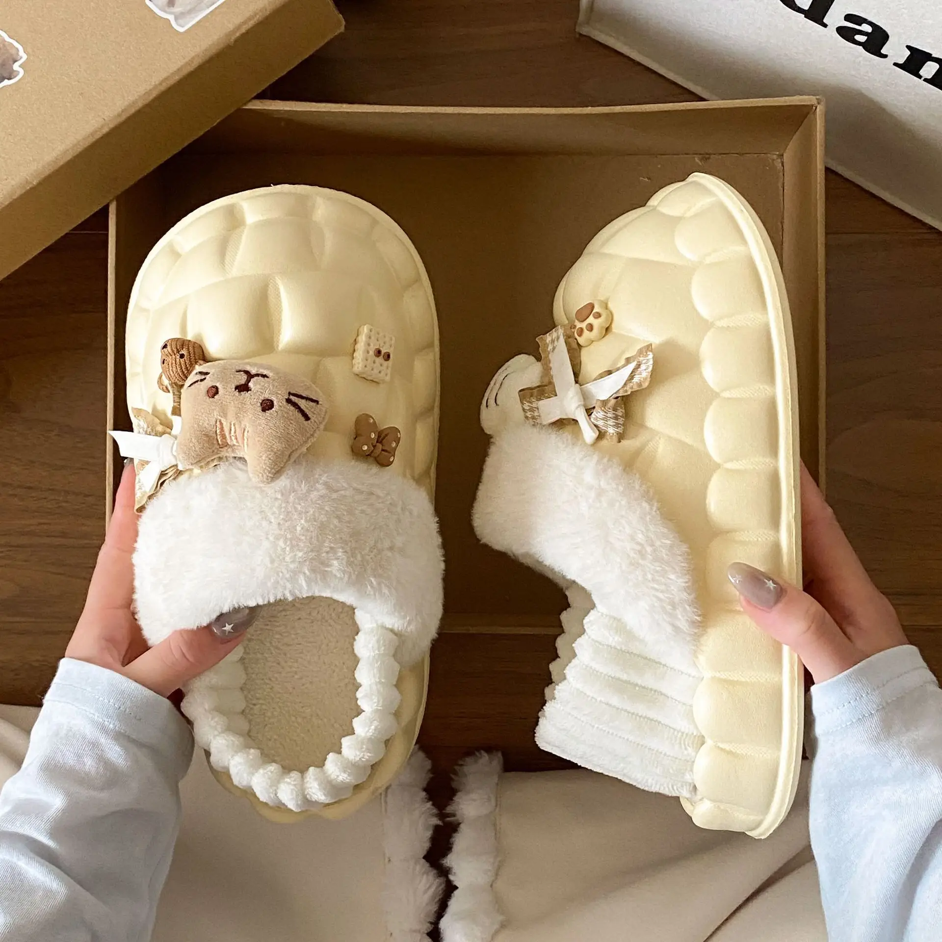 Women Winter Fleece Slippers Pink Warm Non-Stinky - Image 8