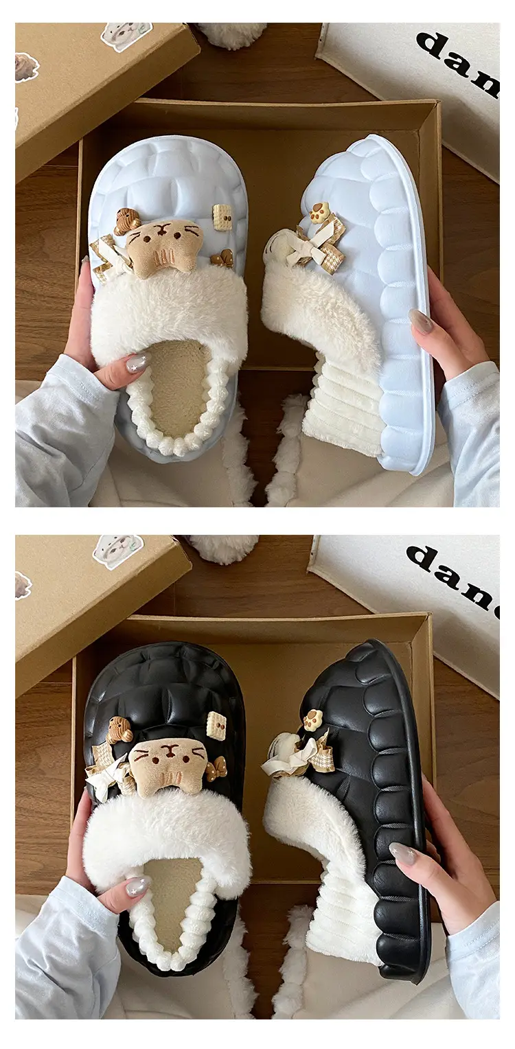 Women Winter Fleece Slippers Pink Warm Non-Stinky — feature 15