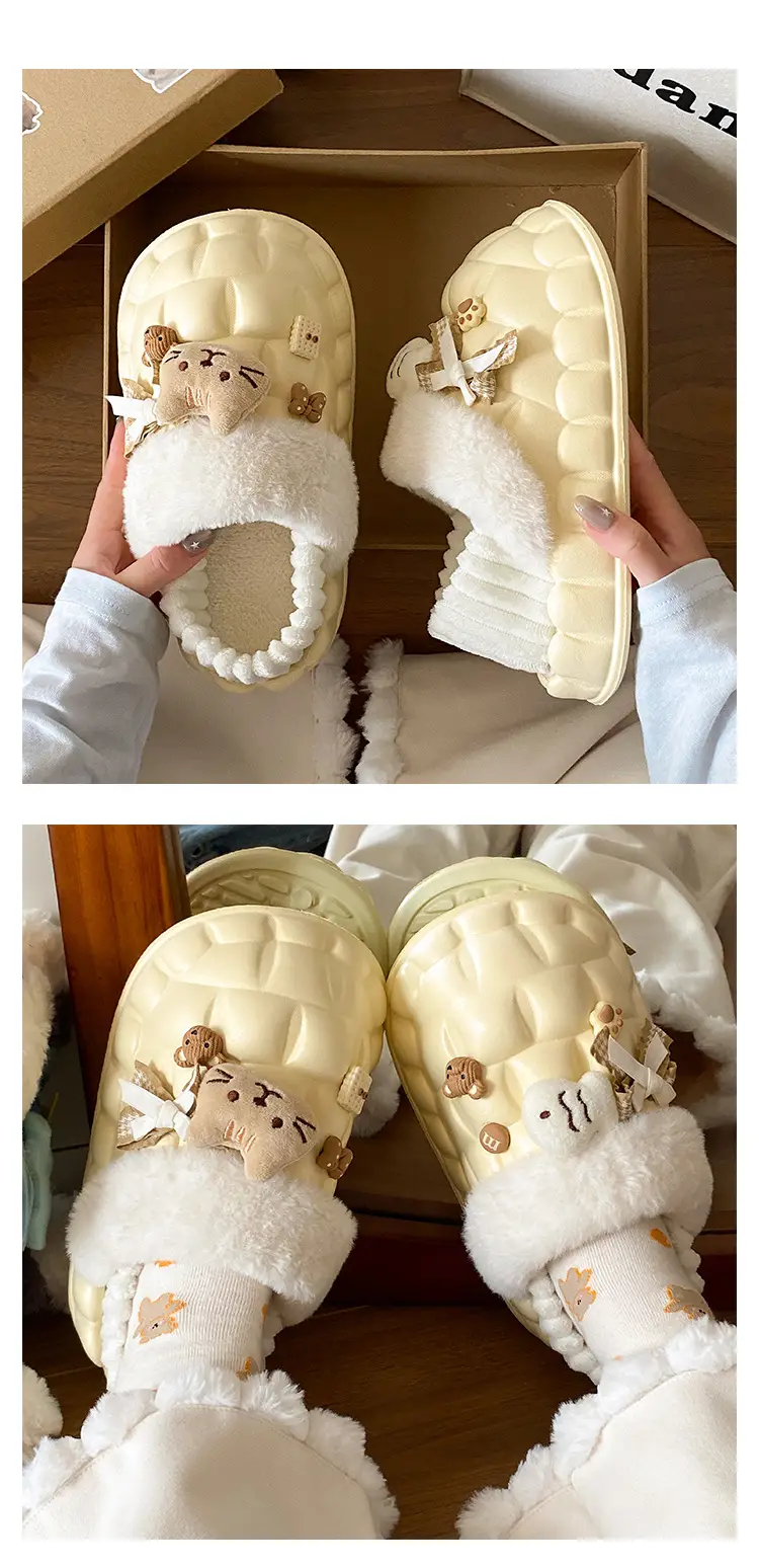 Women Winter Fleece Slippers Pink Warm Non-Stinky — feature 19