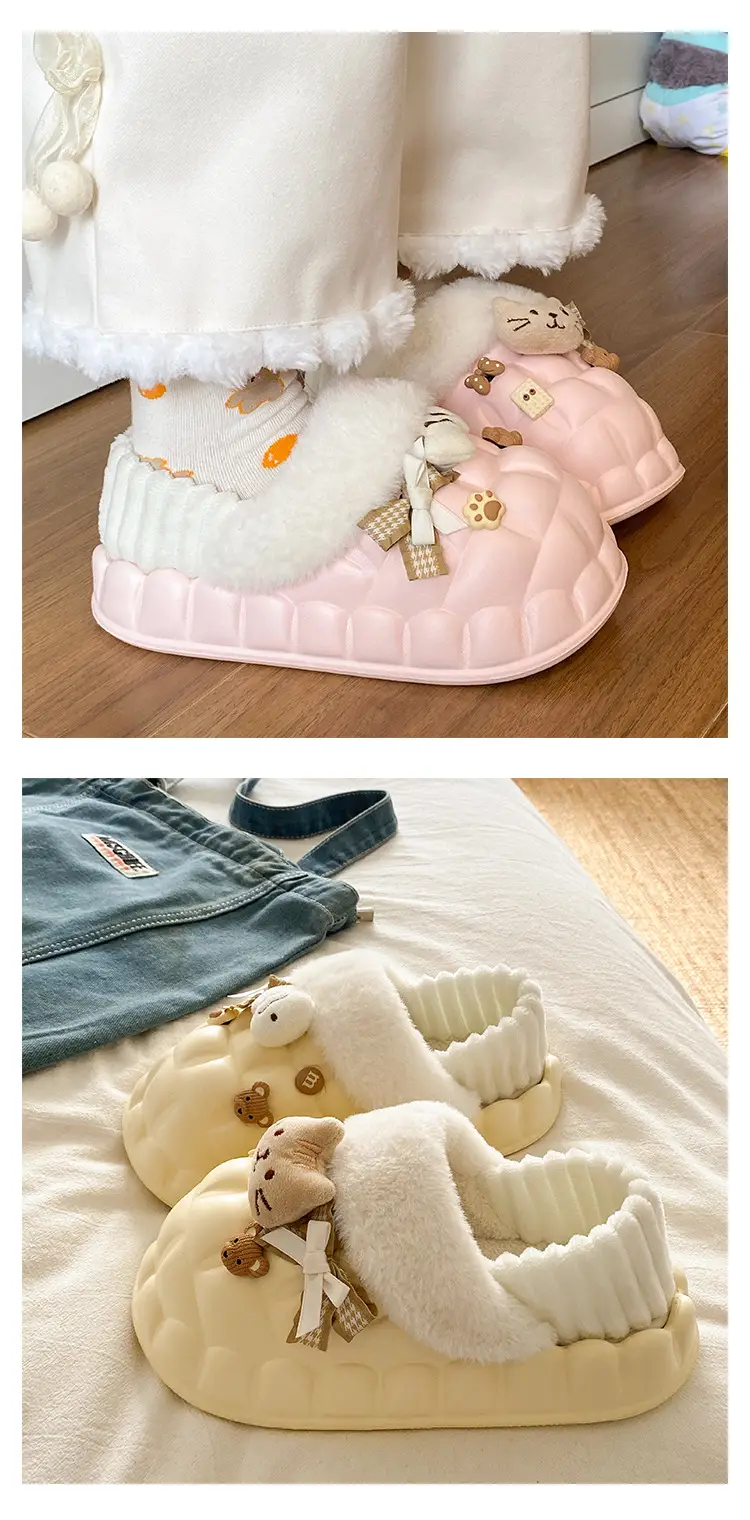 Women Winter Fleece Slippers Pink Warm Non-Stinky — feature 22