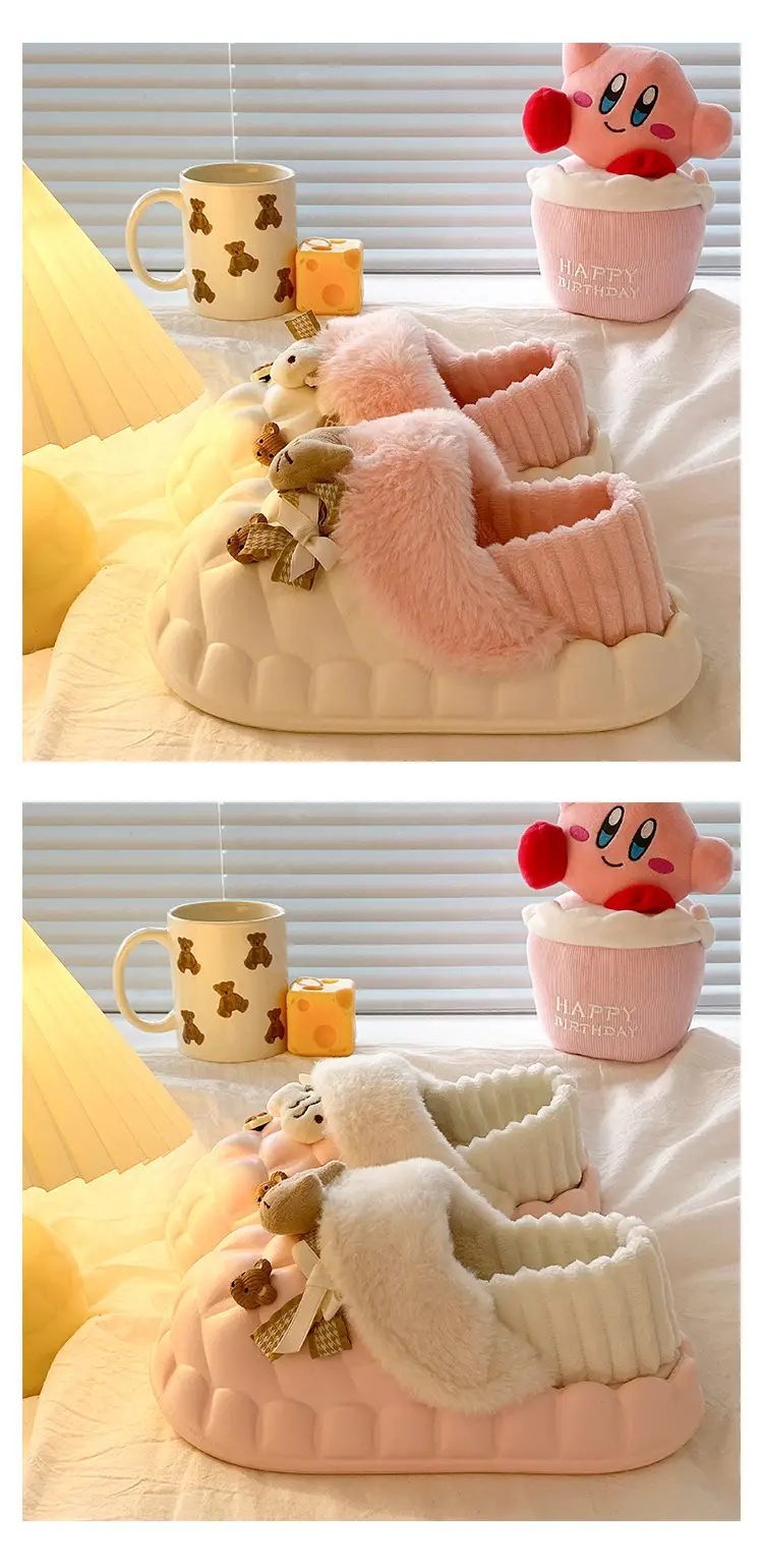 Women Winter Fleece Slippers Pink Warm Non-Stinky — feature 25